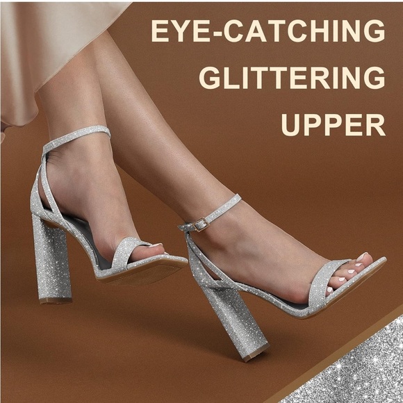 (T5) DREAM PAIRS High Heels, Chunky Block, Square Toe, Elegant Open Toe Heel,12 - Picture 9 of 11